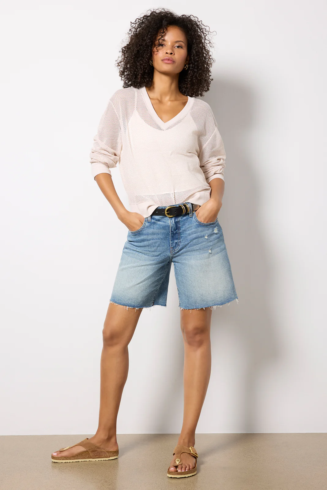 Aviva Cropped Mesh V Neck - Image 2