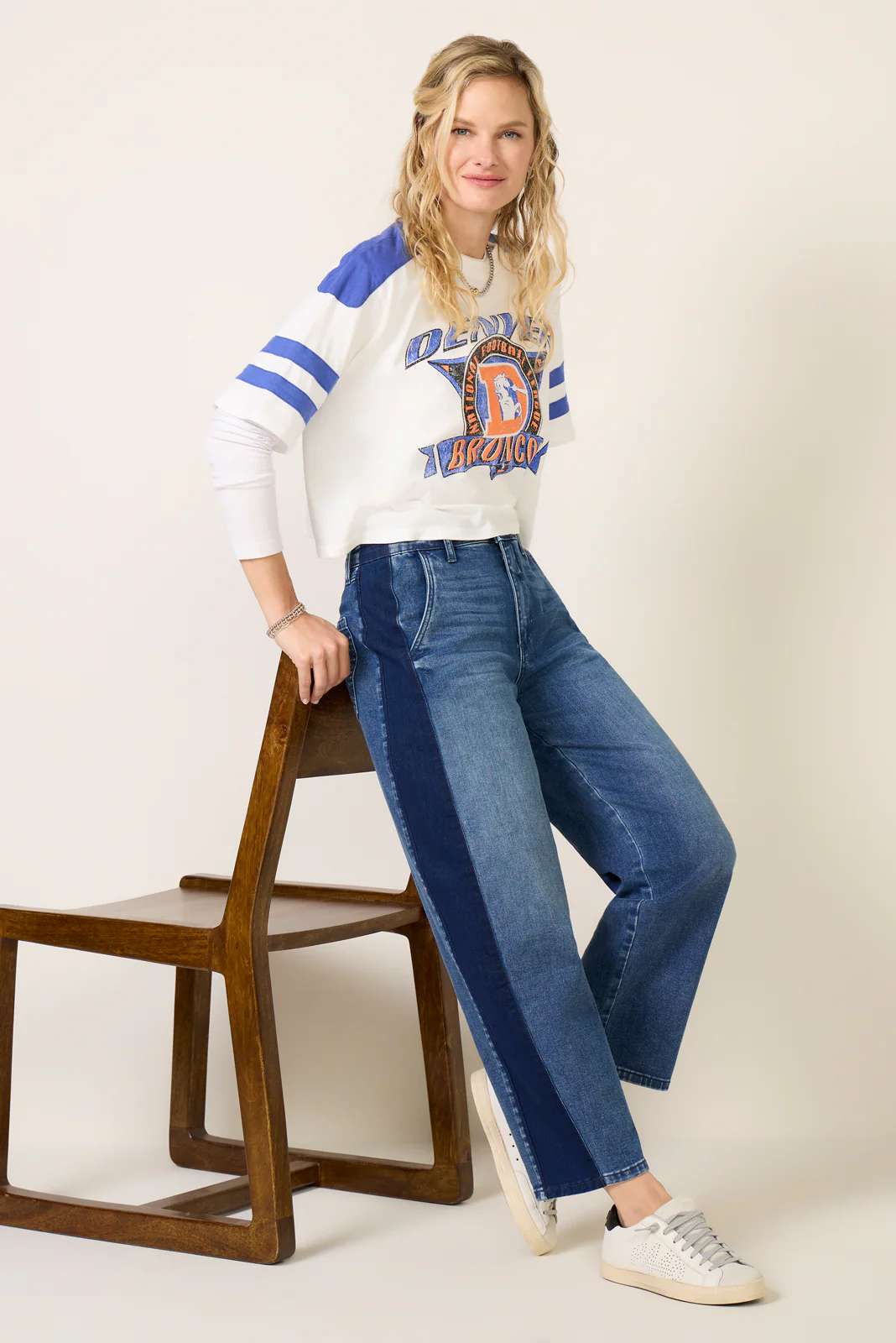 Broncos Striped Crop Tee
