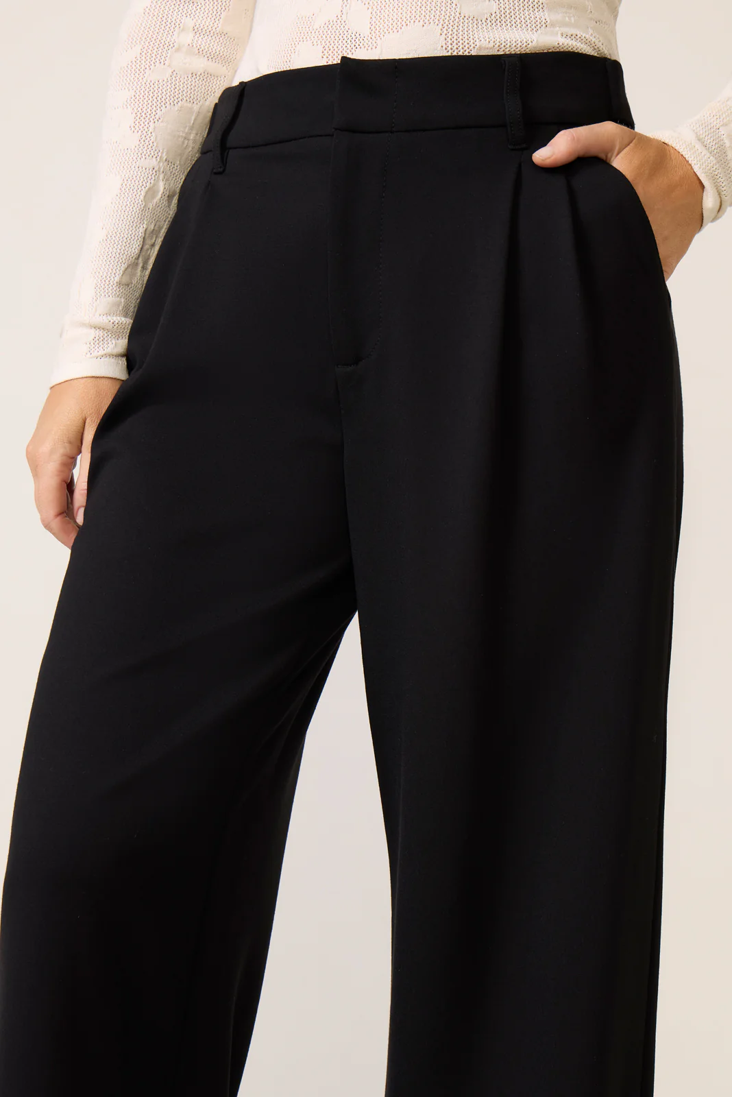 Cheryl Pleated Knit Wide Leg Trouser - Image 2