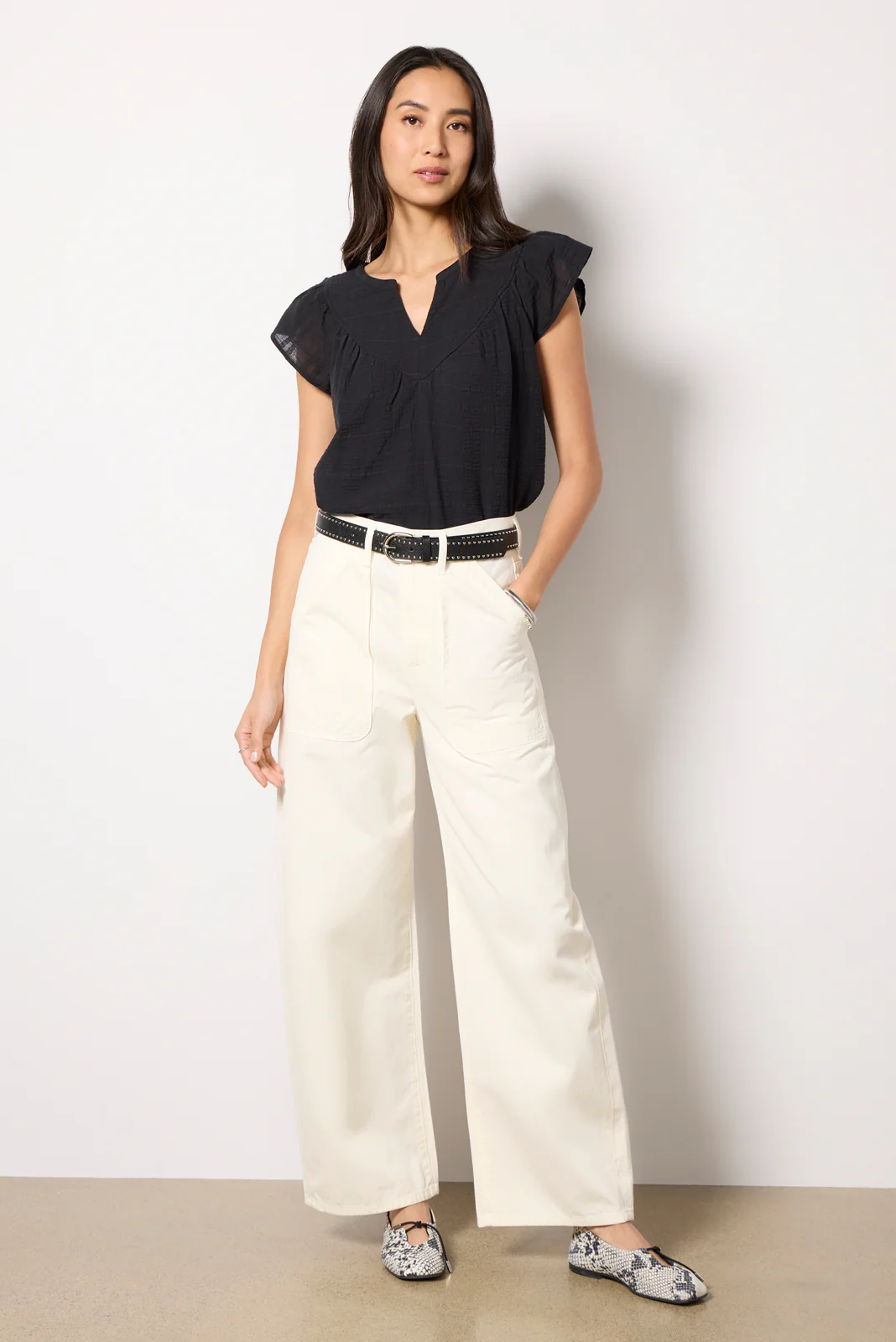 Eliana V Neck Flutter Top - Image 2