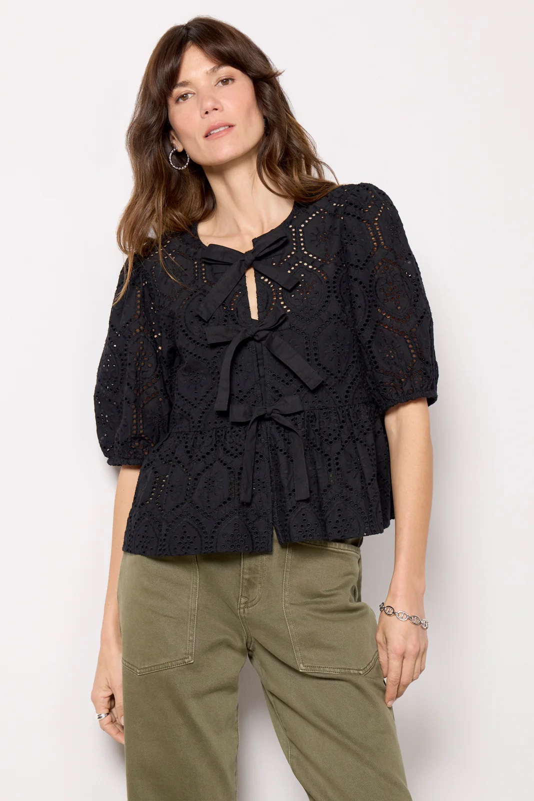 Elsie Eyelet Tie Front Blouse - Image 5