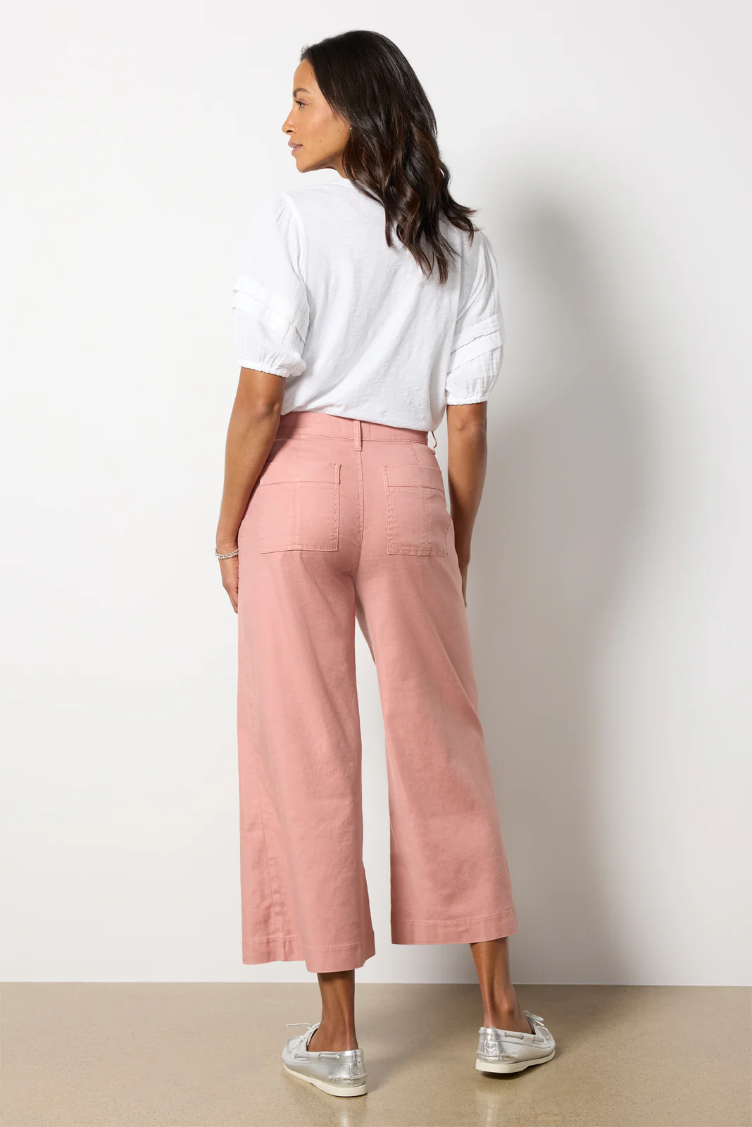 Joelle Stretch Linen Cropped Wide Leg - Image 4