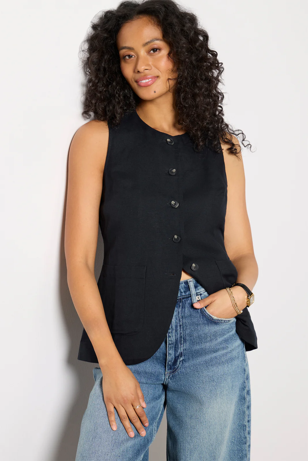 Natalia Long Linen Vest