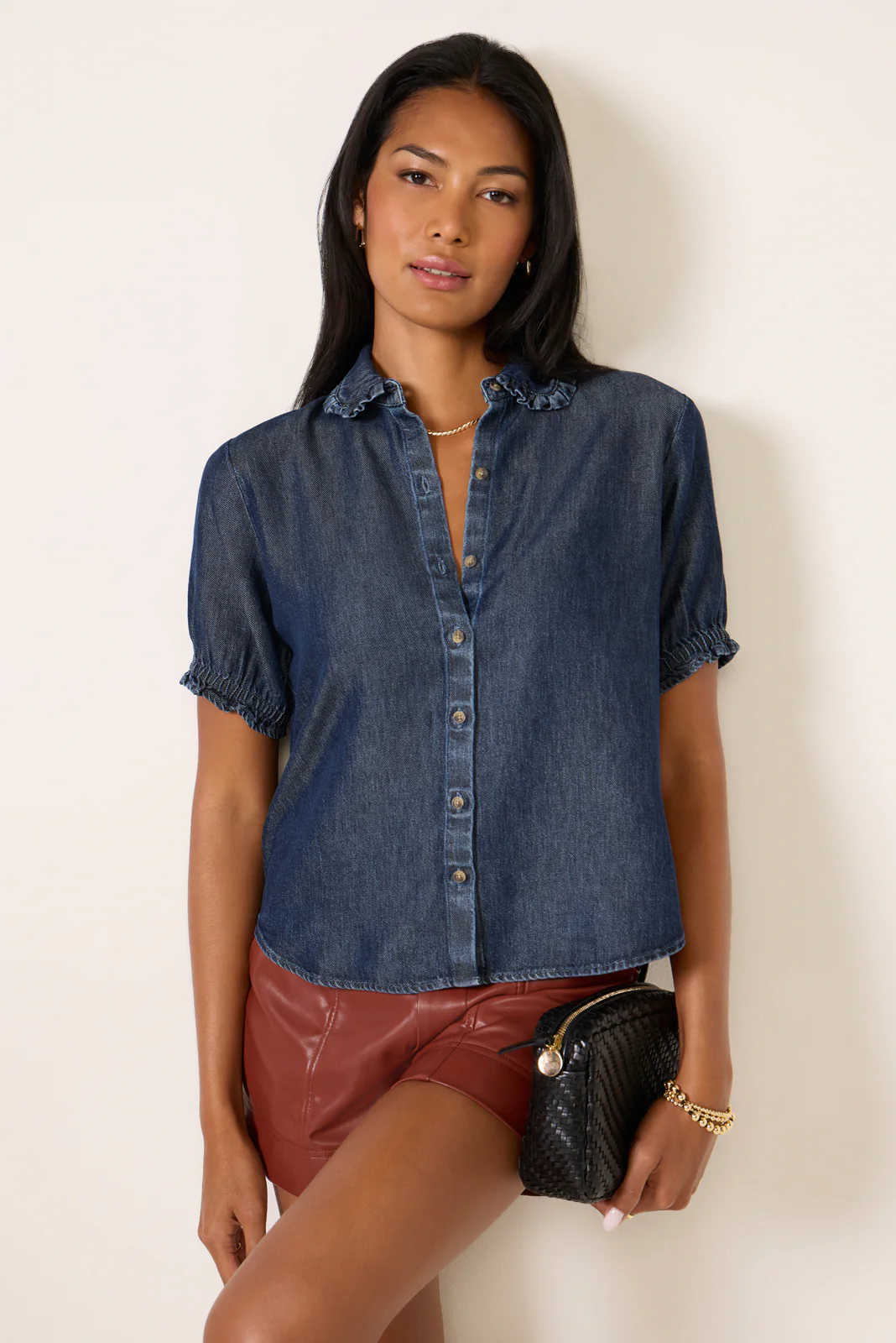 Ruffle Denim Shirt - Image 5