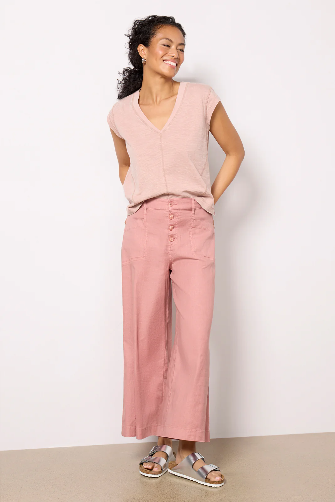 Teddy Washed V Neck Tee - Image 3