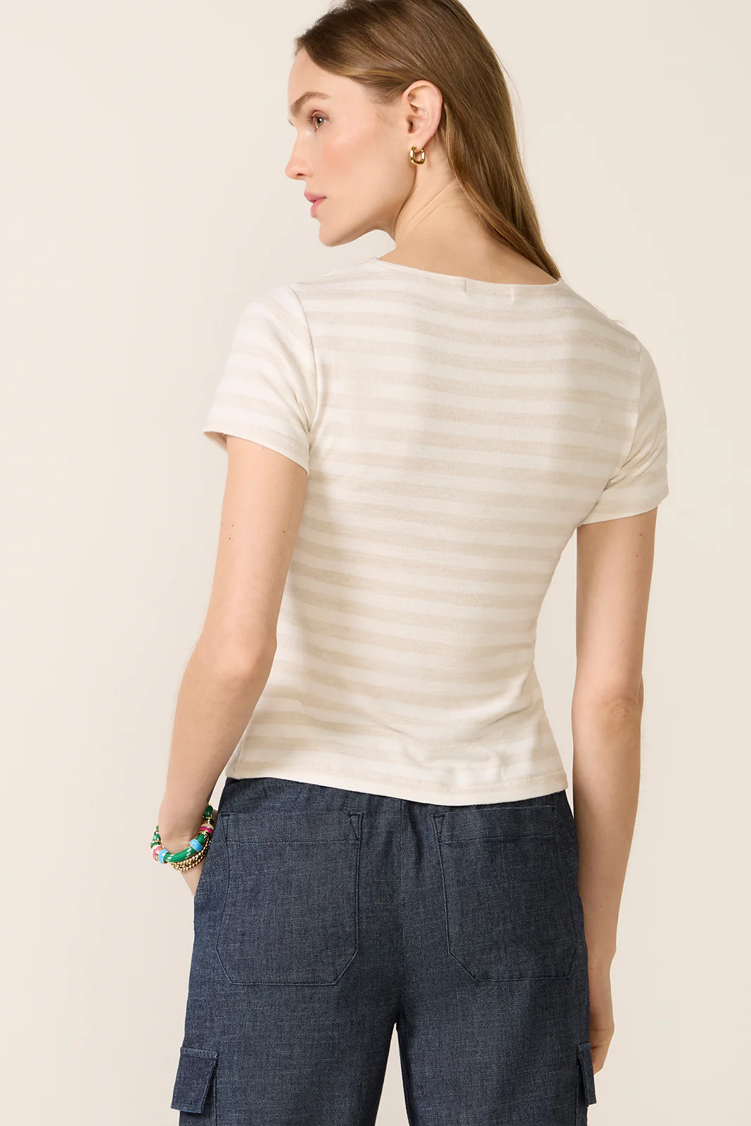 The Knit Stripe Button Tee - Image 4