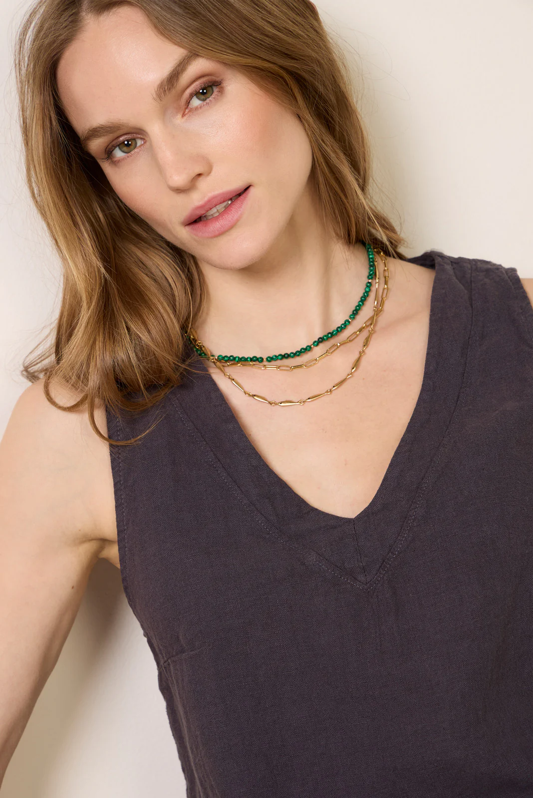 V Neck Linen Tank - Image 3