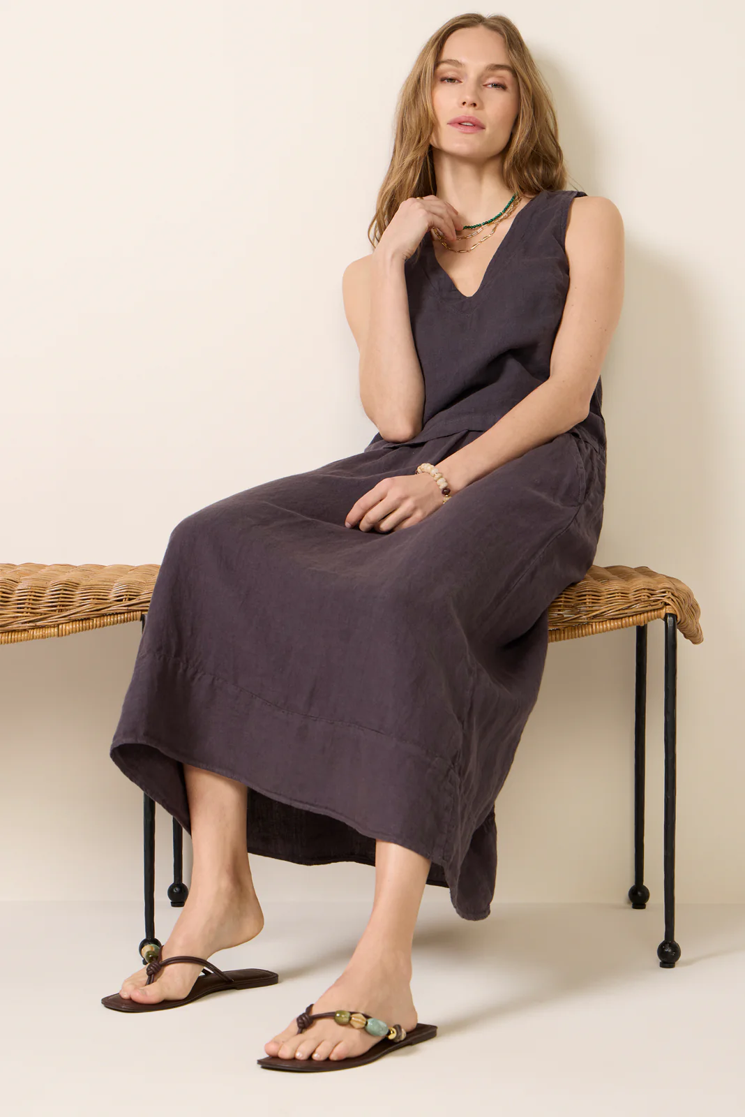 V Neck Linen Tank - Image 5