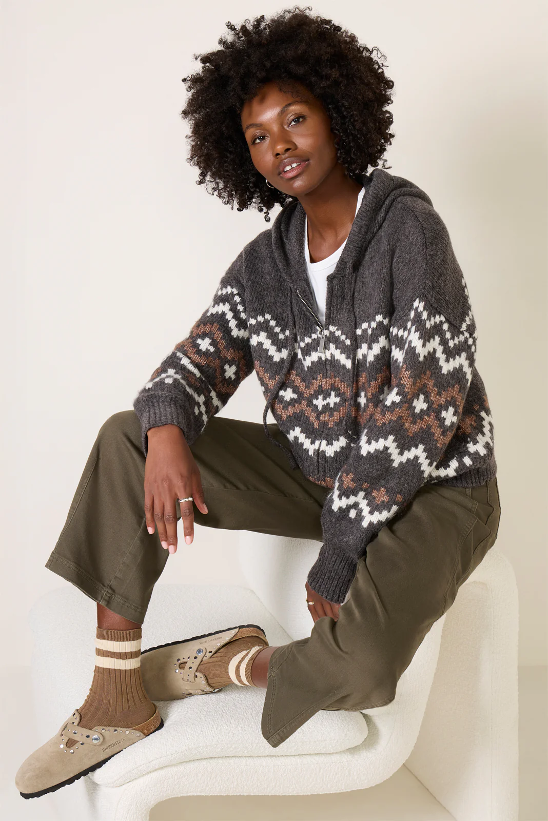 Zip-up Fair Isle Hoodie