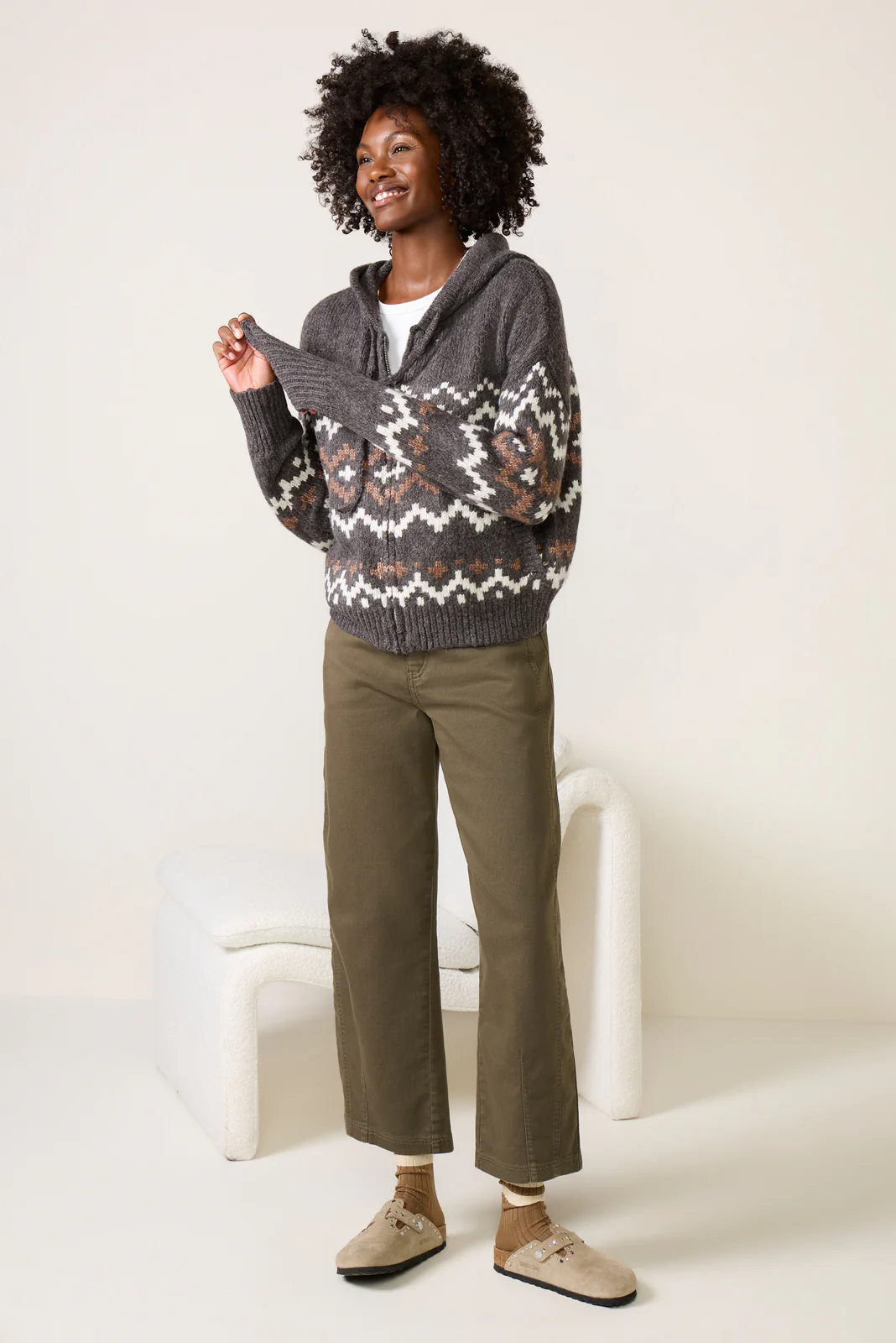 Zip-up Fair Isle Hoodie - Image 5